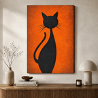 Modern Abstract Black Cat Canvas Wall Art