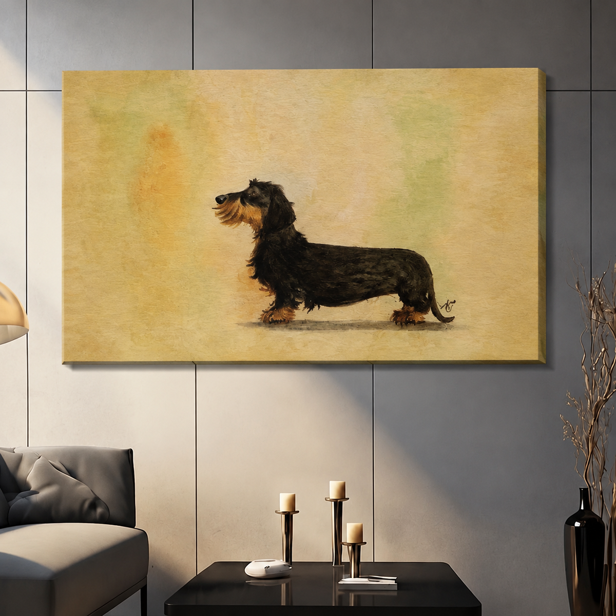 Wirehaired Dachshund Vintage Portrait Canvas Art