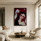 Swan Girl Dark Romance Crimson Canvas Wall Art