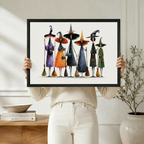 Whimsical Witch Coven Watercolor Canvas Art