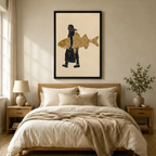 Folk Art Fish Woman Vintage Canvas Art