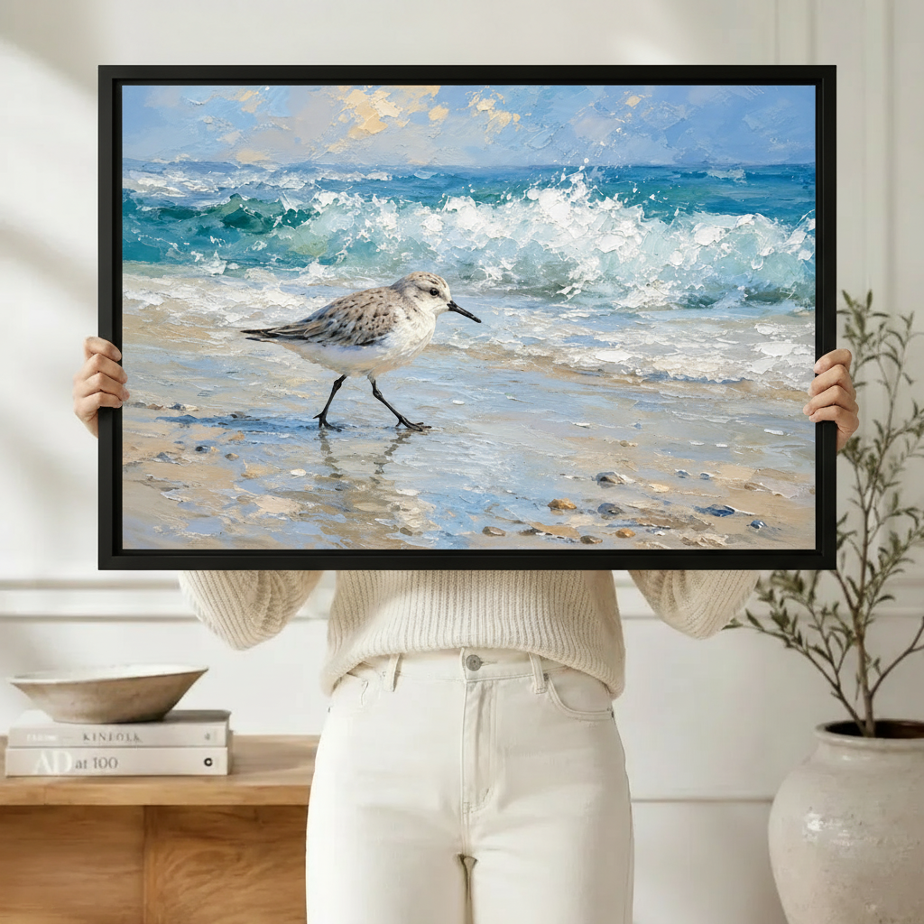 Sandpiper Coastal Beach Impressionist Canvas Art