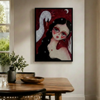 Swan Girl Dark Romance Crimson Canvas Wall Art