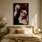 Swan Girl Dark Romance Crimson Canvas Wall Art