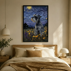 Schnauzer Starry Night Van Gogh Canvas Wall Art