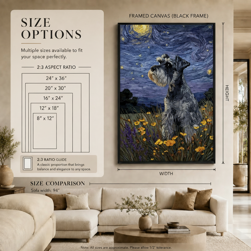 Schnauzer Starry Night Van Gogh Canvas Wall Art