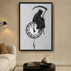 Grim Reaper Clock Dark Philosophy Canvas Wall Art