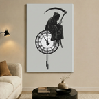 Grim Reaper Clock Dark Philosophy Canvas Wall Art