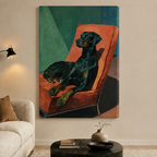 Doberman Lounge Retro Chair Canvas Wall Art