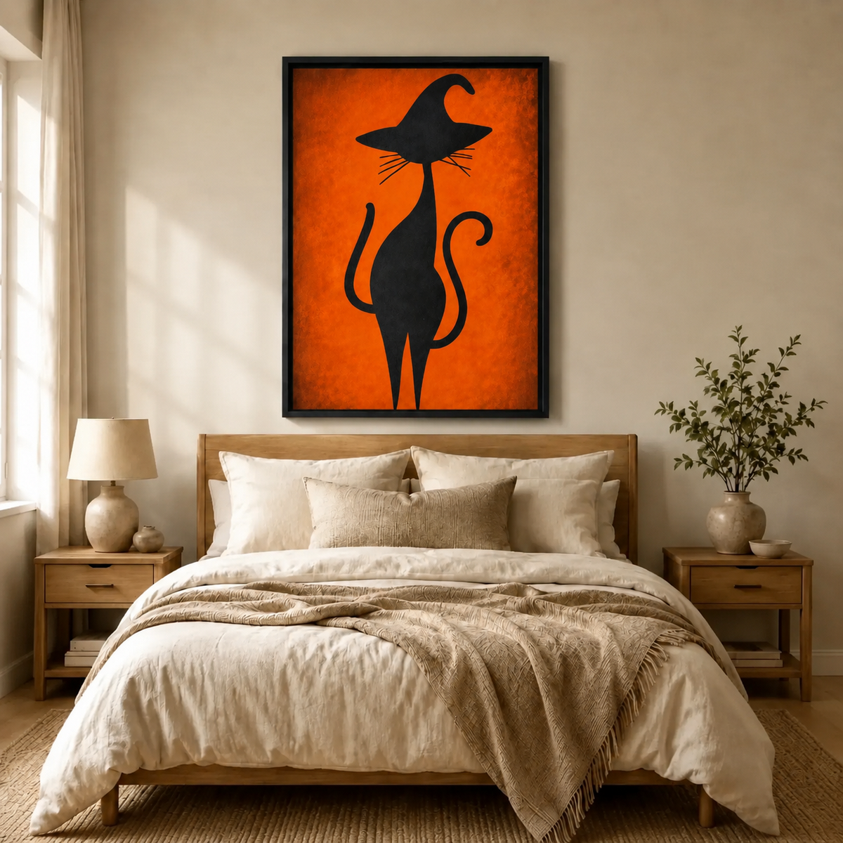 High-End Retro Witch Cat Canvas Art