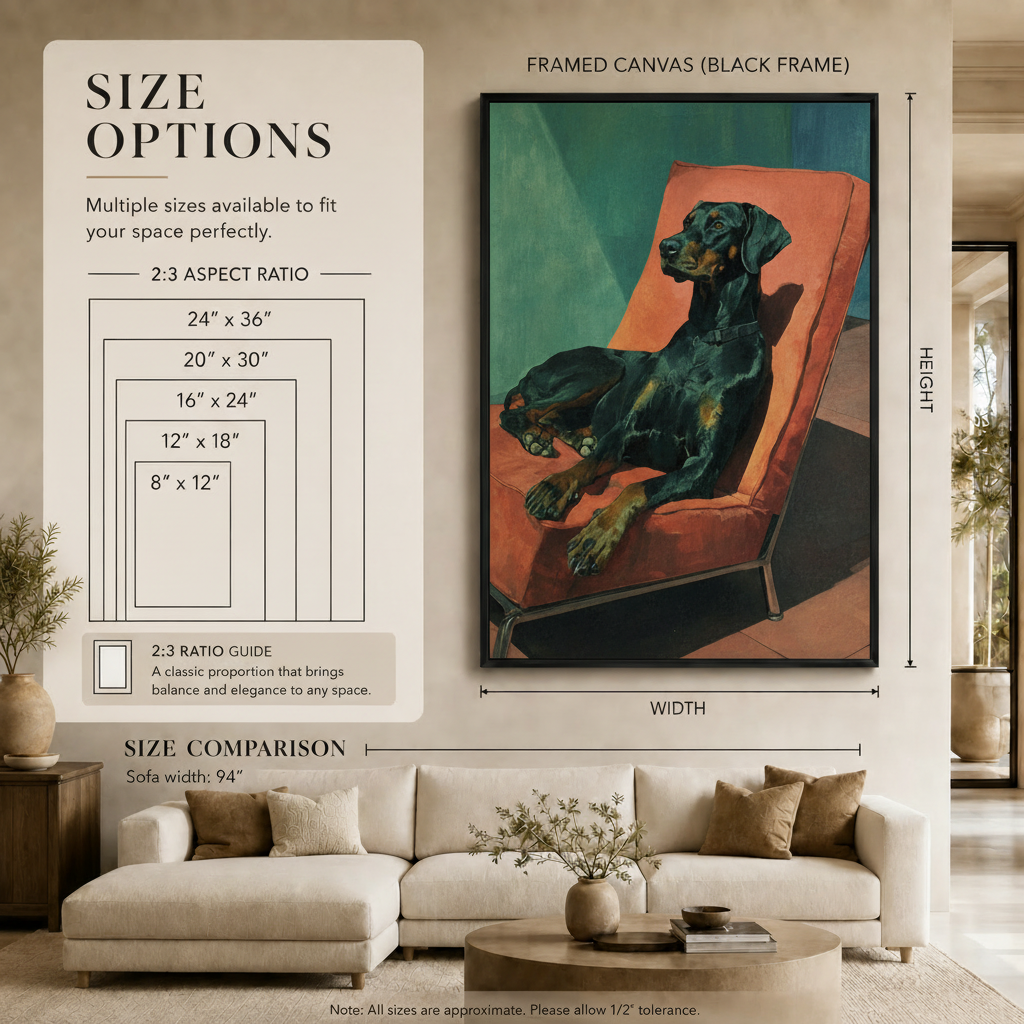 Doberman Lounge Retro Chair Canvas Wall Art