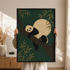 Panda Napping on Moonlit Branch Canvas Art