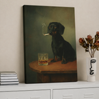 Black Dog Whiskey Cigar Gentleman Dark Canvas Art