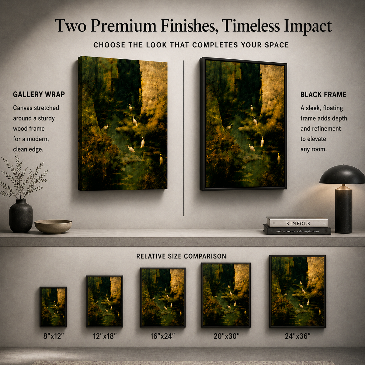 Gothic Raven Lantern Dark Forest Canvas Art