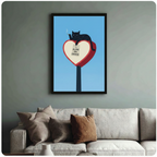 Black cat I Alone Am Enough quote art print in black frame above a sage green sofa in cozy living room