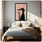 dDachshund with coffee cup canvas art – framed or stretched options 