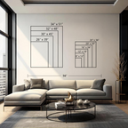Sailor Labrador canvas wall art size comparison chart — all 9 vertical sizes from 8x12 to 34x51 shown to scale